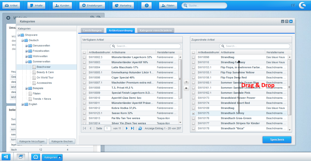 Manuelle Artikelsortierung per Drag & Drop