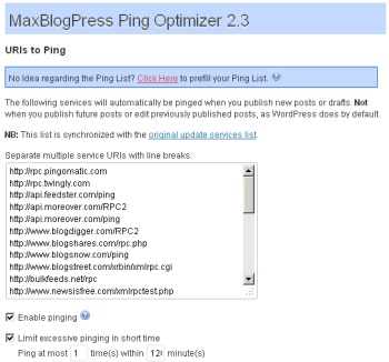 MaxBlogPress Ping Optimizer