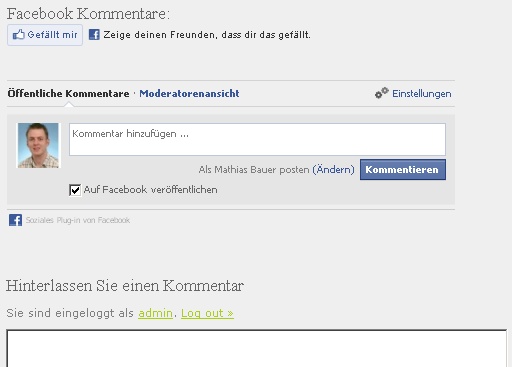 Facebook Kommentare direkt auf dem Blog