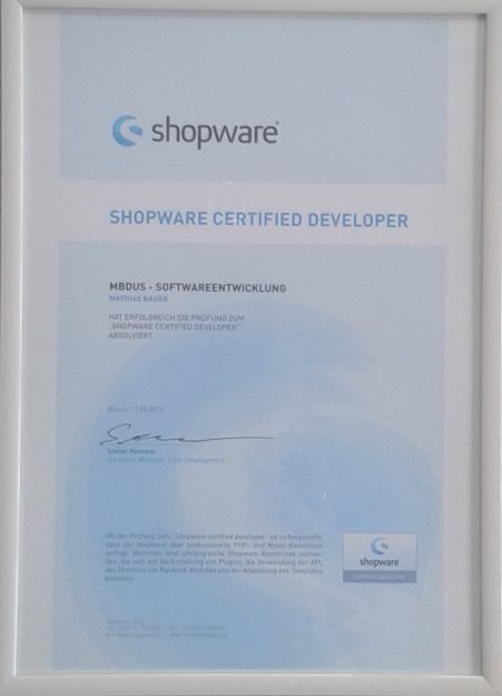 Shopware Certified Developer